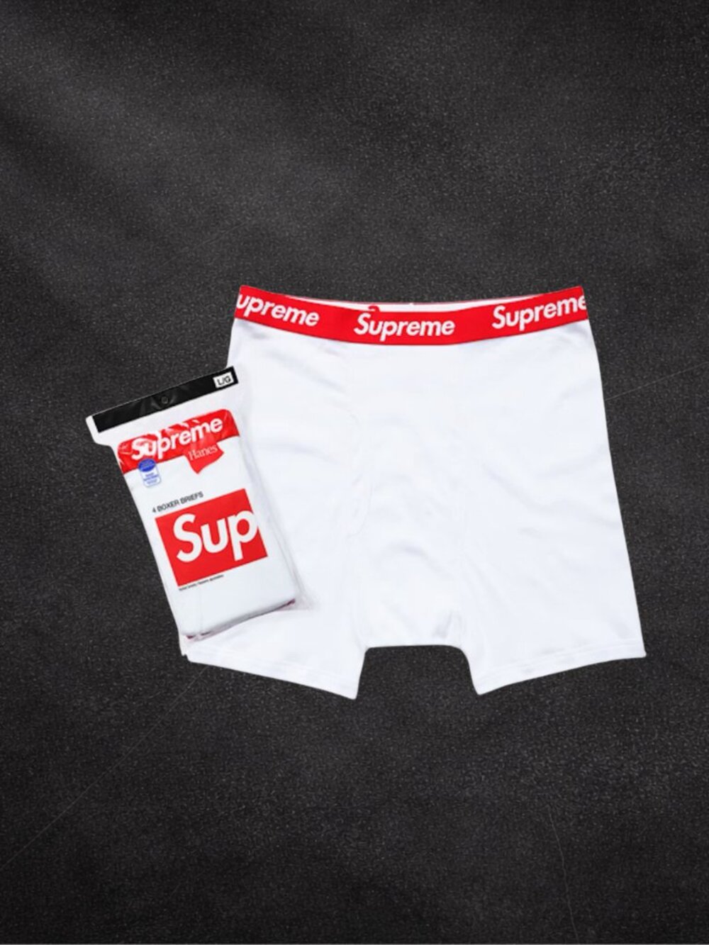 Supreme Hanes White Boxer Briefs 4-Pack Size L